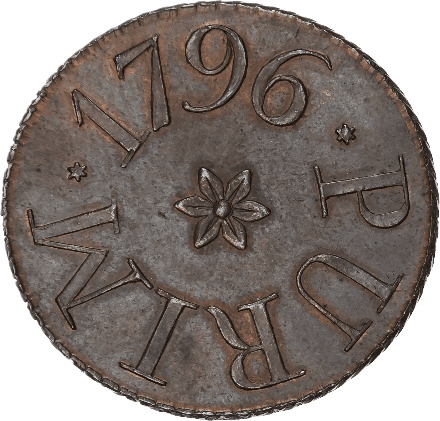 London, Paternoster Row (?), Cabbage Society Penny 1796, cauliflower, rev . the word ‘PURIM’ around a central …